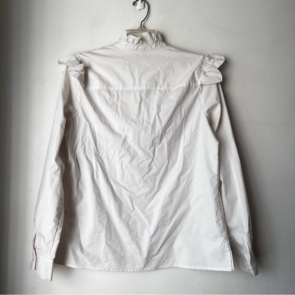 Moelleux White Ruffle Long Sleeve Blouse M - Picture 5 of 5